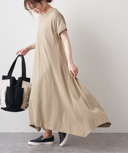 PUAL CE CIN(ピュアルセシン)の「【WEB限定】カットソーフレアマキシワンピース(ワンピース・レディース・ブラック/ブルー/ベージュ系その他/グレイッシュベージュ・FREE)」の3枚目の写真