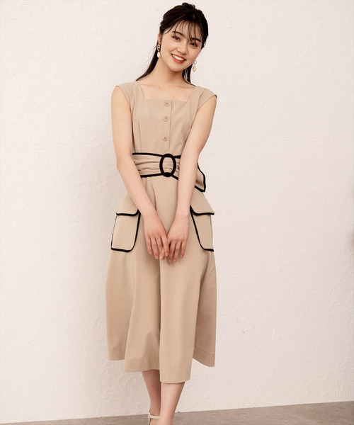 WILLSELECTION(ウィルセレクション)の「ベルト付きパイピングワンピース(ワンピース・レディース・ブラック/ベージュ・MEDIUM)」の6枚目の写真