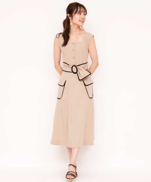 WILLSELECTION(ウィルセレクション)の「ベルト付きパイピングワンピース(ワンピース・レディース・ブラック/ベージュ・MEDIUM)」の12枚目の写真