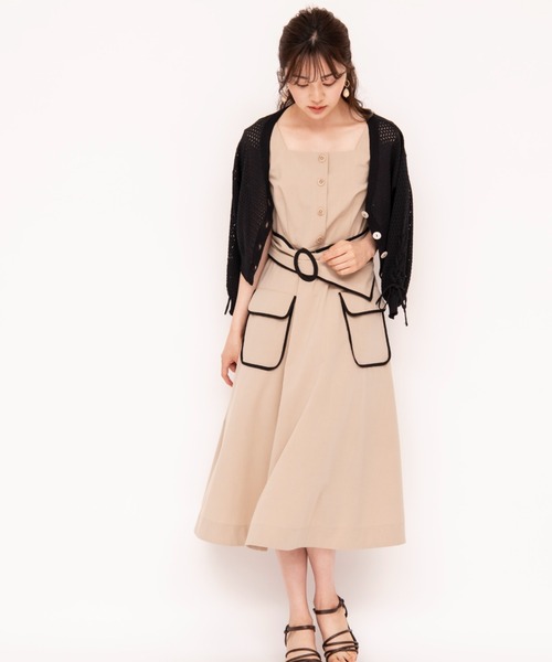 WILLSELECTION(ウィルセレクション)の「ベルト付きパイピングワンピース(ワンピース・レディース・ブラック/ベージュ・MEDIUM)」の17枚目の写真