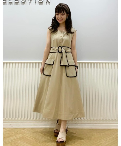 WILLSELECTION(ウィルセレクション)の「ベルト付きパイピングワンピース(ワンピース・レディース・ブラック/ベージュ・MEDIUM)」の19枚目の写真