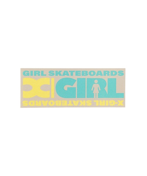 X-girl(エックスガール)の「GIRL SKATEBOARDS BOX STICKER(ステッカー/テープ・レディース・ブルー/ベージュ・ONE SIZE)」の2枚目の写真