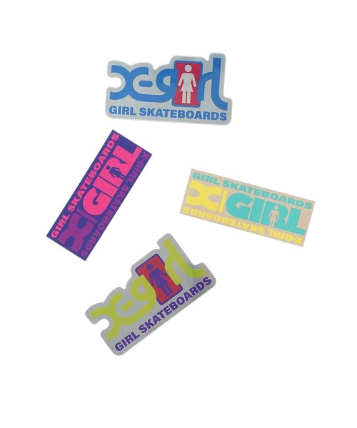 X-girl(エックスガール)の「GIRL SKATEBOARDS BOX STICKER(ステッカー/テープ・レディース・ブルー/ベージュ・ONE SIZE)」の4枚目の写真