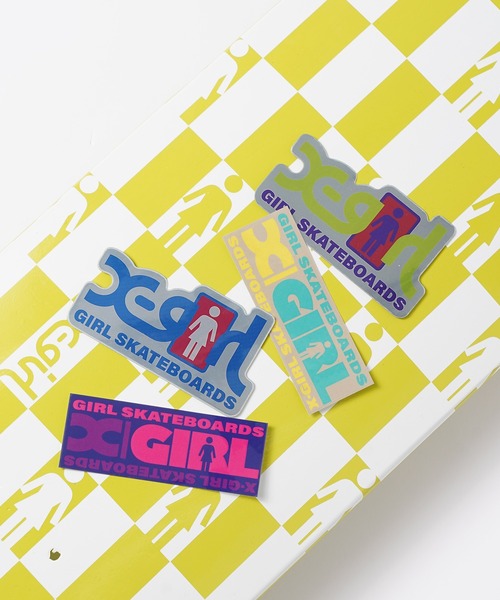 X-girl(エックスガール)の「GIRL SKATEBOARDS BOX STICKER(ステッカー/テープ・レディース・ブルー/ベージュ・ONE SIZE)」の5枚目の写真