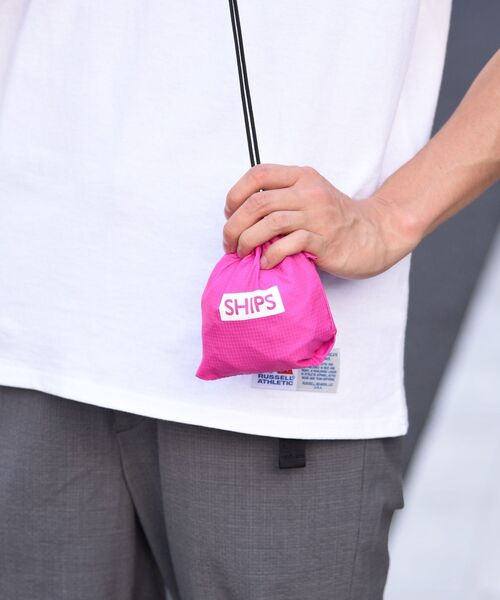 SHIPS（シップス）の「【WEB限定】SHIPS: パッカブル ナイロン SHIPS ロゴ エコ バッグ（エコバッグ/サブバッグ・メンズ・ネイビー/ピンク/ブルー/ブラック・ONE SIZE）」の10枚目の写真