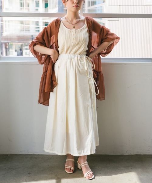 nemne store(ネンネストア)の「あずきミルクのリボンフレアスカート(スカート・レディース・アイボリー/モカ・F)」の20枚目の写真