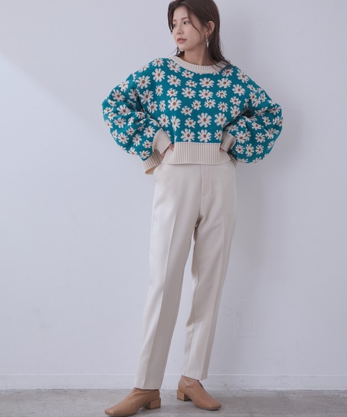 vis-`a-vis(ビサビ)の「【WEB限定】すっきりハイウエストカラーテーパードパンツ【洗濯機可】(スラックス・レディース・キナリ/ピンク/グリーン/レンガ/ブラック/ダークブラウン・S/M/SS/L)」の13枚目の写真