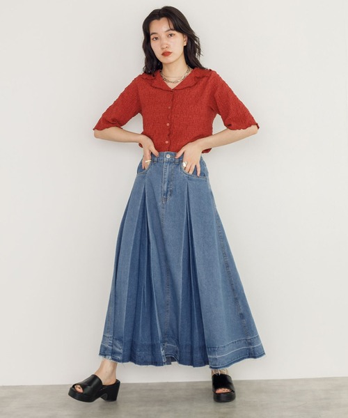 w closet（ダブルクローゼット）の「インバーデットデニムスカート（デニムスカート・レディース・ブラック/ネイビー/ブルー・FREE）」の4枚目の写真