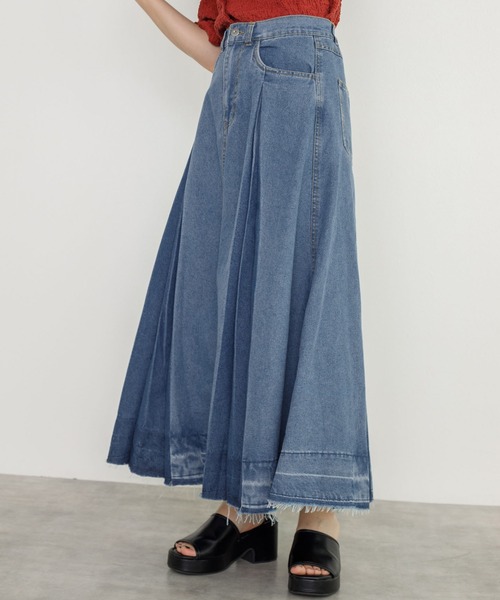 w closet（ダブルクローゼット）の「インバーデットデニムスカート（デニムスカート・レディース・ブラック/ネイビー/ブルー・FREE）」の9枚目の写真