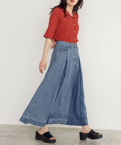 w closet（ダブルクローゼット）の「インバーデットデニムスカート（デニムスカート・レディース・ブラック/ネイビー/ブルー・FREE）」の10枚目の写真