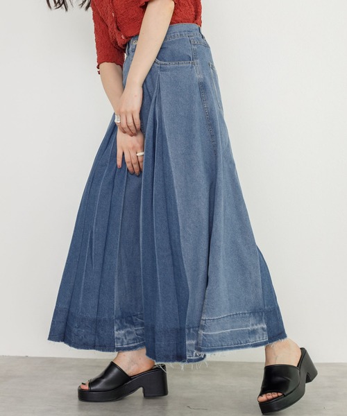 w closet（ダブルクローゼット）の「インバーデットデニムスカート（デニムスカート・レディース・ブラック/ネイビー/ブルー・FREE）」の12枚目の写真