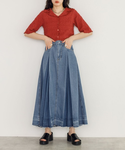 w closet（ダブルクローゼット）の「インバーデットデニムスカート（デニムスカート・レディース・ブラック/ネイビー/ブルー・FREE）」の13枚目の写真