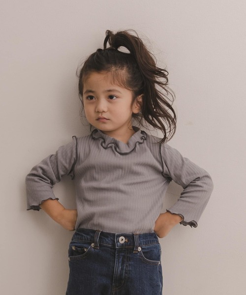 URBAN RESEARCH DOORS（アーバンリサーチドアーズ）の「配色メローリブカットソー(KIDS)（Tシャツ/カットソー・キッズ・ベージュ/グレー・120/105/150/135）」の9枚目の写真