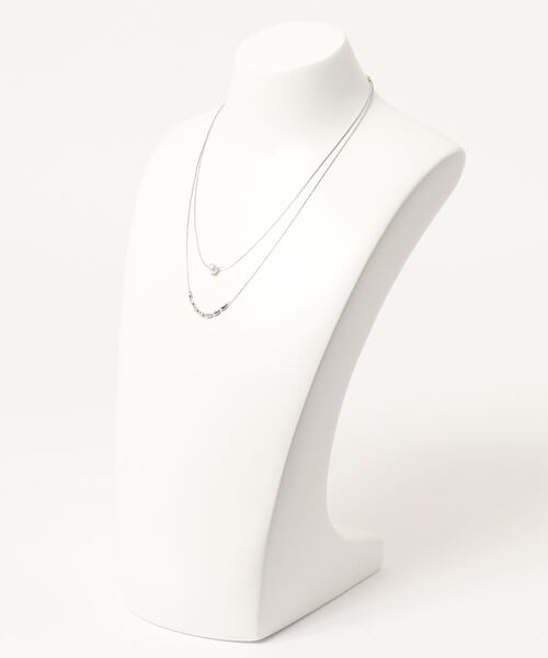 Q（キュー）の「ポイントパール2連ネックレス（ネックレス・レディース・シルバー/ゴールド・ONE SIZE）」の3枚目の写真