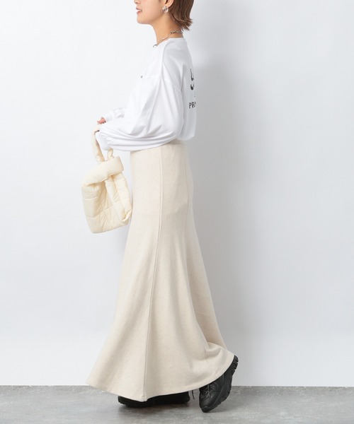 Heather（ヘザー）の「セルフィ―ウラケフレアロングスカート 237203（スカート・レディース・アイボリー/グレー・FREE）」の10枚目の写真