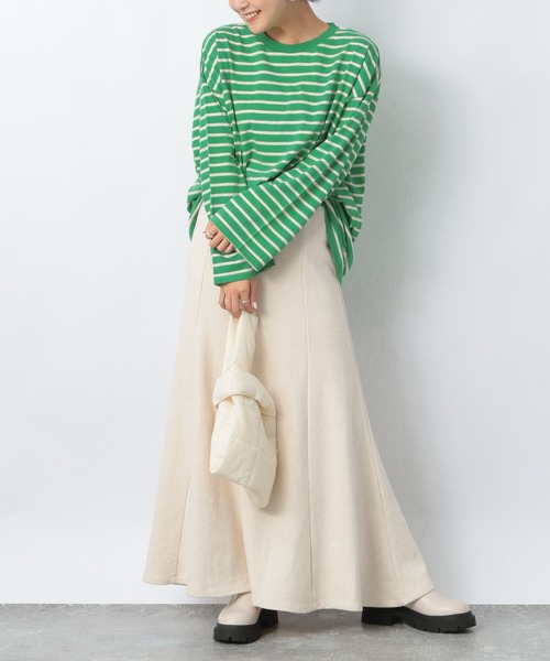 Heather（ヘザー）の「セルフィ―ウラケフレアロングスカート 237203（スカート・レディース・アイボリー/グレー・FREE）」の3枚目の写真