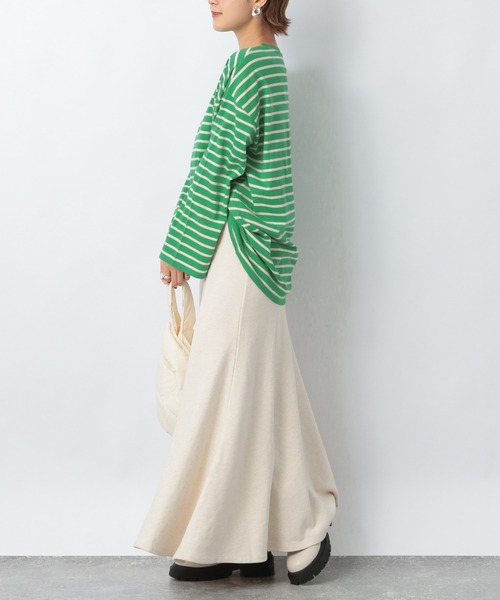 Heather（ヘザー）の「セルフィ―ウラケフレアロングスカート 237203（スカート・レディース・アイボリー/グレー・FREE）」の8枚目の写真