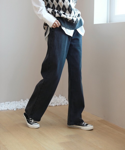 by muni:r（バイ ムニール）の「おすすめ! ハイウエスト ストレート デニム パンツ（デニムパンツ・レディース・グレー/ブルー・MEDIUM/SMALL）」の13枚目の写真