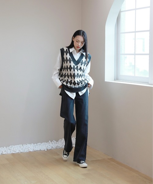 by muni:r（バイ ムニール）の「おすすめ! ハイウエスト ストレート デニム パンツ（デニムパンツ・レディース・グレー/ブルー・MEDIUM/SMALL）」の18枚目の写真