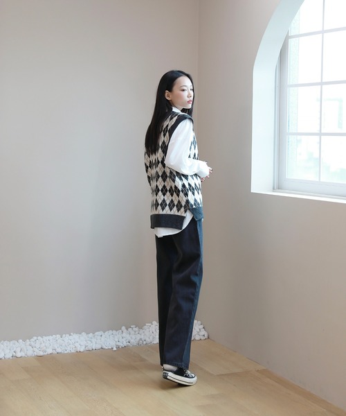 by muni:r（バイ ムニール）の「おすすめ! ハイウエスト ストレート デニム パンツ（デニムパンツ・レディース・グレー/ブルー・MEDIUM/SMALL）」の5枚目の写真