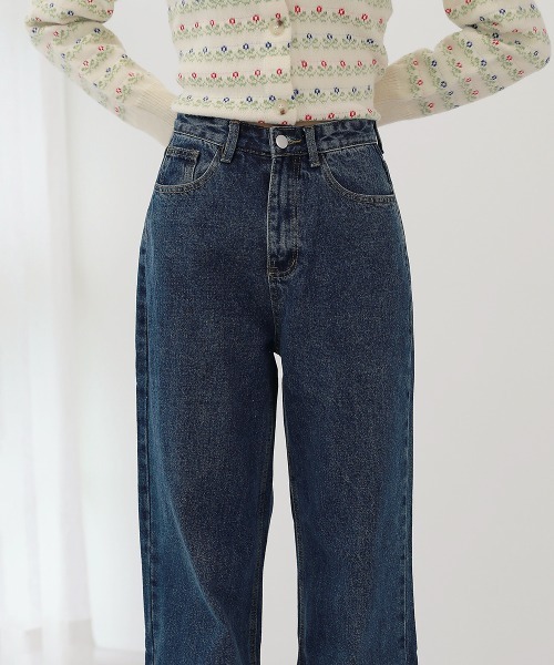 by muni:r（バイ ムニール）の「おすすめ! ハイウエスト ストレート デニム パンツ（デニムパンツ・レディース・グレー/ブルー・MEDIUM/SMALL）」の17枚目の写真