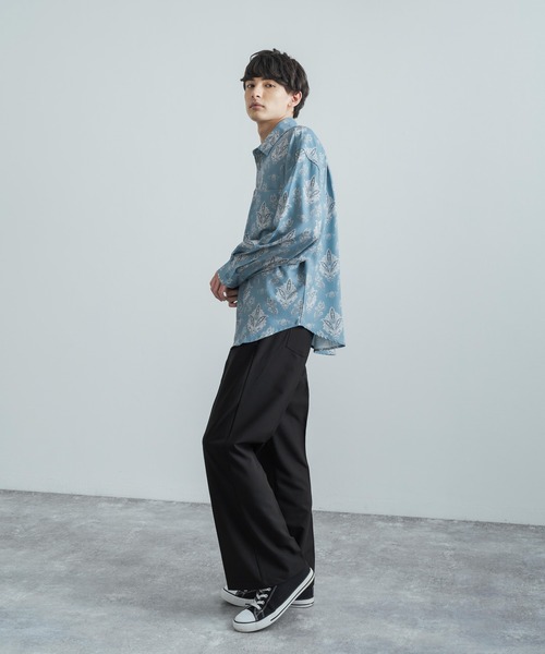 Rocky Monroe(ロッキーモンロー)の「オーバーサイズ 総柄グラフィックプリント レギュラーカラーストレッチロングシャツ(シャツ/ブラウス・メンズ・ライトグレー/ダークブラウン/オフホワイト/チャコール/ピンク/ブラウン/グリーン/サックスブルー/ラベンダー/ホワイト・M/L)」の19枚目の写真