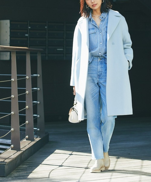 RIVE DROITE（リヴドロワ）の「飽きのこないシンプルなデザイン　マンテコチェスターコート（チェスターコート・レディース・アイボリー/モカ/スカイブルー・FREE）」の3枚目の写真