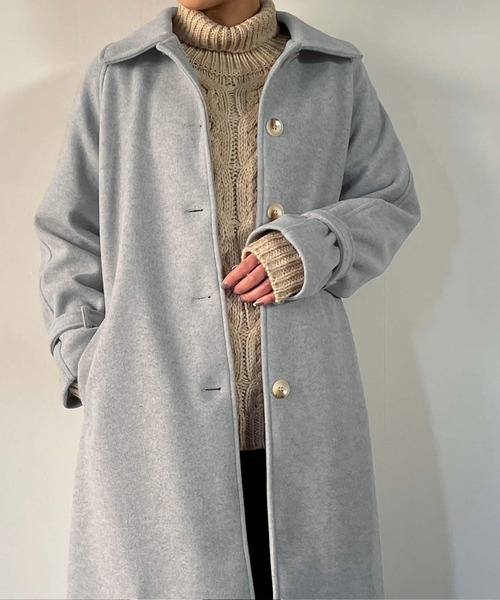 JUNOAH(ジュノア)の「袖ベルトステンカラーロングコート(ステンカラーコート・レディース・ブラック/ブラウン/ターコイズブルー/アイボリー/ブルーグレー・MEDIUM/LARGE/X-LARGE)」の6枚目の写真