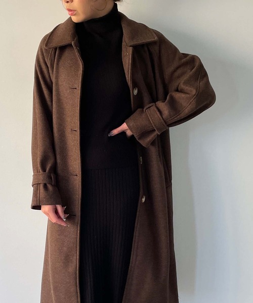 JUNOAH(ジュノア)の「袖ベルトステンカラーロングコート(ステンカラーコート・レディース・ブラック/ブラウン/ターコイズブルー/アイボリー/ブルーグレー・MEDIUM/LARGE/X-LARGE)」の12枚目の写真