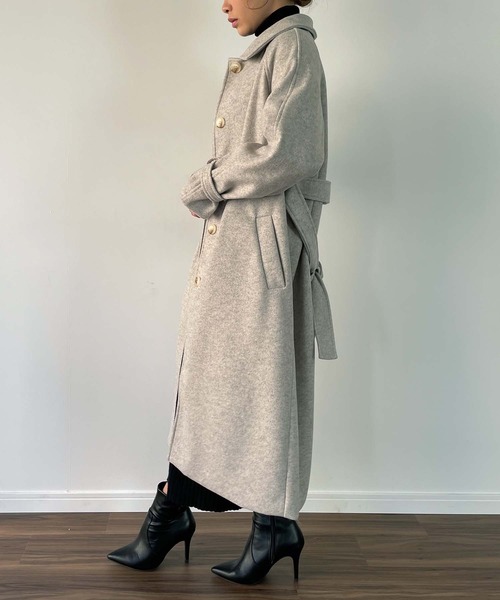 JUNOAH(ジュノア)の「袖ベルトステンカラーロングコート(ステンカラーコート・レディース・ブラック/ブラウン/ターコイズブルー/アイボリー/ブルーグレー・MEDIUM/LARGE/X-LARGE)」の16枚目の写真