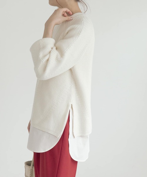 URBAN RESEARCH ROSSO（アーバンリサーチロッソ）の「シャツレイヤードニットプルオーバー（ニット/セーター・レディース・オフホワイト/ブラック/ブルー・FREE）」の5枚目の写真