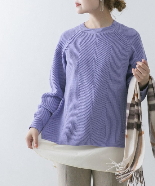 URBAN RESEARCH ROSSO（アーバンリサーチロッソ）の「シャツレイヤードニットプルオーバー（ニット/セーター・レディース・オフホワイト/ブラック/ブルー・FREE）」の9枚目の写真