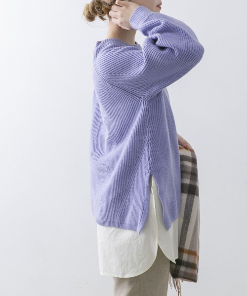 URBAN RESEARCH ROSSO（アーバンリサーチロッソ）の「シャツレイヤードニットプルオーバー（ニット/セーター・レディース・オフホワイト/ブラック/ブルー・FREE）」の10枚目の写真