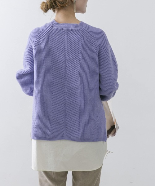URBAN RESEARCH ROSSO（アーバンリサーチロッソ）の「シャツレイヤードニットプルオーバー（ニット/セーター・レディース・オフホワイト/ブラック/ブルー・FREE）」の11枚目の写真