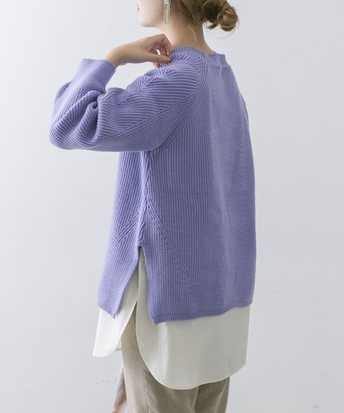 URBAN RESEARCH ROSSO（アーバンリサーチロッソ）の「シャツレイヤードニットプルオーバー（ニット/セーター・レディース・オフホワイト/ブラック/ブルー・FREE）」の12枚目の写真