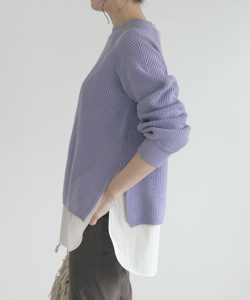 URBAN RESEARCH ROSSO（アーバンリサーチロッソ）の「シャツレイヤードニットプルオーバー（ニット/セーター・レディース・オフホワイト/ブラック/ブルー・FREE）」の15枚目の写真