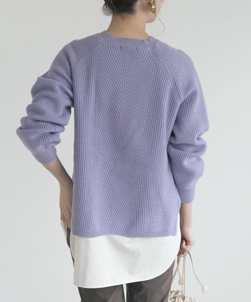 URBAN RESEARCH ROSSO（アーバンリサーチロッソ）の「シャツレイヤードニットプルオーバー（ニット/セーター・レディース・オフホワイト/ブラック/ブルー・FREE）」の16枚目の写真