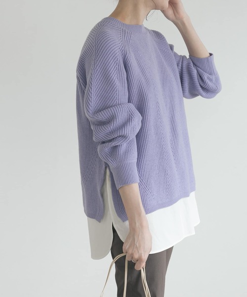 URBAN RESEARCH ROSSO（アーバンリサーチロッソ）の「シャツレイヤードニットプルオーバー（ニット/セーター・レディース・オフホワイト/ブラック/ブルー・FREE）」の17枚目の写真