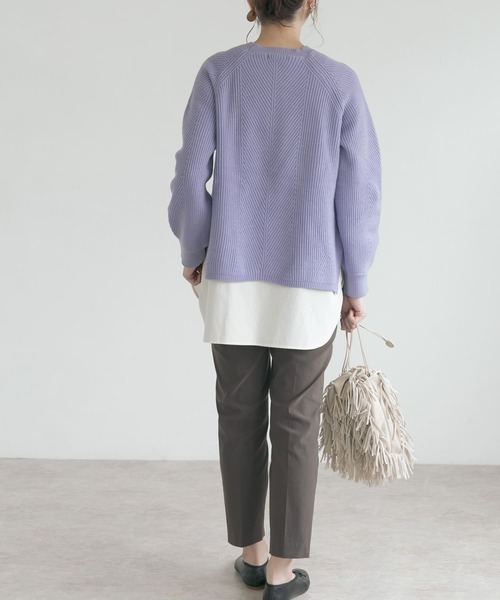 URBAN RESEARCH ROSSO（アーバンリサーチロッソ）の「シャツレイヤードニットプルオーバー（ニット/セーター・レディース・オフホワイト/ブラック/ブルー・FREE）」の20枚目の写真