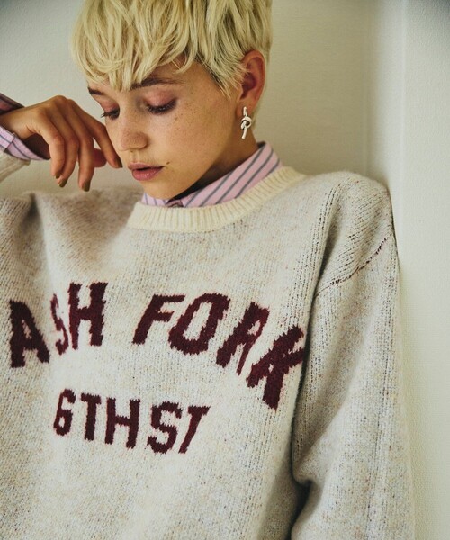FREAK'S STORE（フリークスストア）の「ビッグロゴニット（ニット/セーター・レディース・オフホワイト/グリーン/ネイビー/ブラック・ﾌﾘ-）」の2枚目の写真