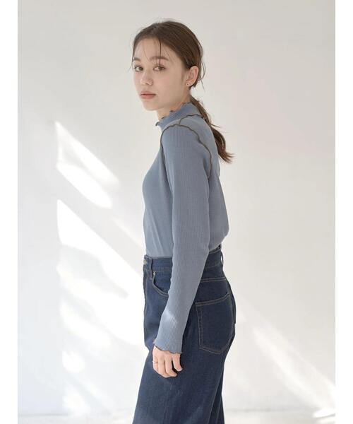 earth music&ecology（アースミュージックアンドエコロジー）の「リブメローカットソー＊（Tシャツ/カットソー・レディース・アイボリー/ブラック/ブルー/モカ・M/S）」の5枚目の写真