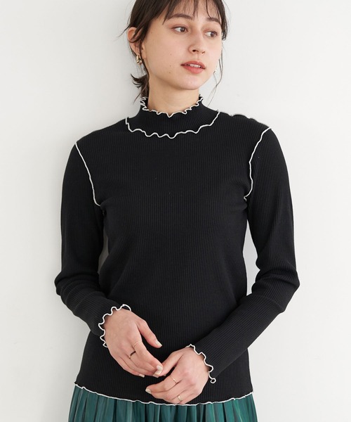 earth music&ecology（アースミュージックアンドエコロジー）の「リブメローカットソー＊（Tシャツ/カットソー・レディース・アイボリー/ブラック/ブルー/モカ・M/S）」の3枚目の写真