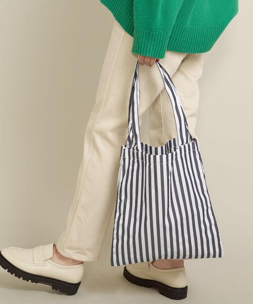 BEAUTY&YOUTH UNITED ARROWS（ビューティーアンドユースユナイテッドアローズ）の「BY ストライプポータブルバッグ ∴（トートバッグ・レディース・ベージュ/ライトブルー/ライトピンク/ネイビー・FREE）」の3枚目の写真