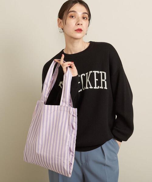 BEAUTY&YOUTH UNITED ARROWS（ビューティーアンドユースユナイテッドアローズ）の「BY ストライプポータブルバッグ ∴（トートバッグ・レディース・ベージュ/ライトブルー/ライトピンク/ネイビー・FREE）」の4枚目の写真