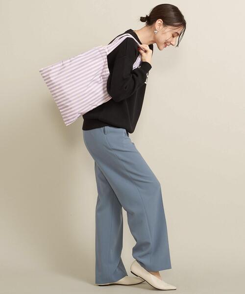 BEAUTY&YOUTH UNITED ARROWS（ビューティーアンドユースユナイテッドアローズ）の「BY ストライプポータブルバッグ ∴（トートバッグ・レディース・ベージュ/ライトブルー/ライトピンク/ネイビー・FREE）」の22枚目の写真