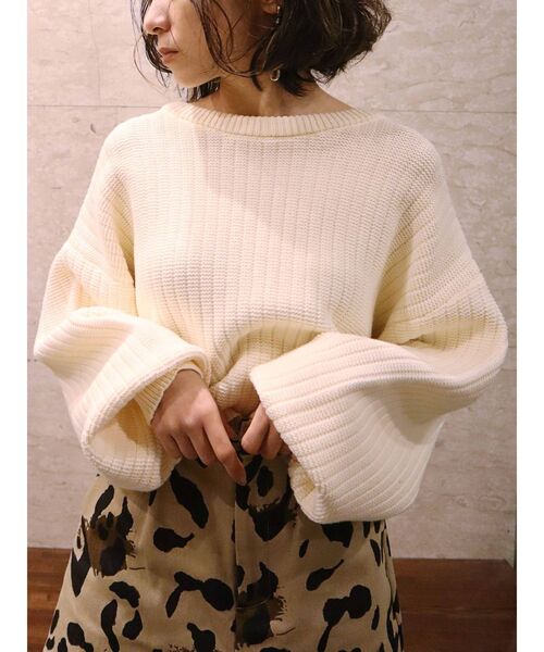 EVRIS(エヴリス)の「バックZIPクロップドニットトップス(ニット/セーター・レディース・アイボリー/ベージュ/グリーン・FREE)」の10枚目の写真