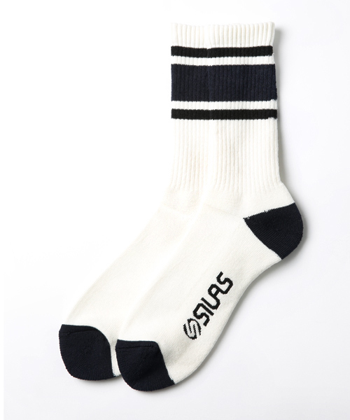 SILAS(サイラス)の「LINE SOX WALLY(ソックス/靴下・メンズ・グレー/ネイビー・ONE SIZE)」の2枚目の写真