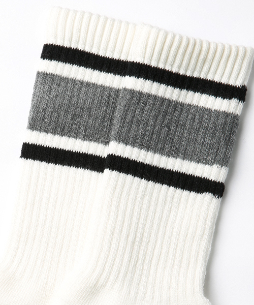 SILAS(サイラス)の「LINE SOX WALLY(ソックス/靴下・メンズ・グレー/ネイビー・ONE SIZE)」の3枚目の写真