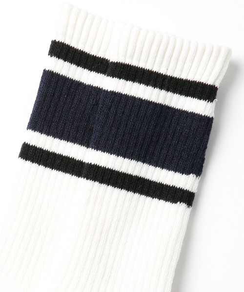 SILAS(サイラス)の「LINE SOX WALLY(ソックス/靴下・メンズ・グレー/ネイビー・ONE SIZE)」の4枚目の写真