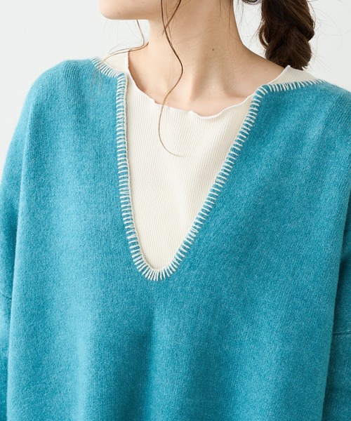 PUAL CE CIN（ピュアルセシン）の「圧縮総針ニットチュニック（ニット/セーター・レディース・チャコールグレー/グリーン/オートミール・FREE）」の14枚目の写真